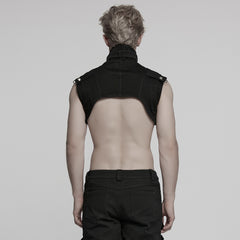 WY-1756MJM Gothic Sleeveless Punk Vests Studded High Collar Zipper Design