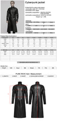 WY-1757XCM Gothic Long Black Faux Leather Punk Coat Mens Fashion