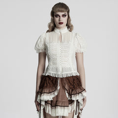 WY-1759CDF Gothic Shirts Lace Victorian Blouse Ruffled Sleeve Top