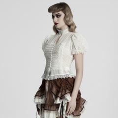 WY-1759CDF Gothic Shirts Lace Victorian Blouse Ruffled Sleeve Top