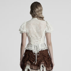 WY-1759CDF Gothic Shirts Lace Victorian Blouse Ruffled Sleeve Top
