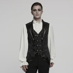 WY-1765MJM Gothic Vest Steampunk Buckle Waistcoat Victorian Brocade Design