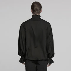 WY-1766CCM Gothic Shirts Mens Victorian Ruffled Lace Black Top