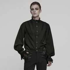 WY-1767CCM Mens Victorian Lace Trim Gothic Shirts Long Sleeve Elegance
