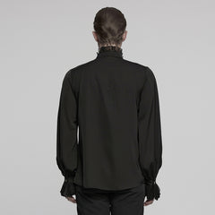 WY-1767CCM Mens Victorian Lace Trim Gothic Shirts Long Sleeve Elegance
