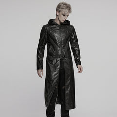 WY-1770XCM Mens Gothic Hooded Zipper Punk Jackets in Black Leather Style