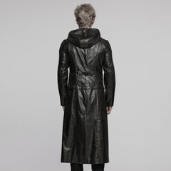WY-1770XCM Mens Gothic Hooded Zipper Punk Jackets in Black Leather Style