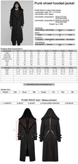 WY-1771XCM Gothic Hooded Punk Coat with Straps and Ribbed Detailing