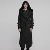 WY-1771XCM Gothic Hooded Punk Coat with Straps and Ribbed Detailing