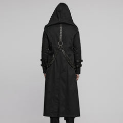WY-1771XCM Gothic Hooded Punk Coat with Straps and Ribbed Detailing