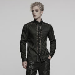 WY-1772CCM Gothic Lace Studded Long Sleeve Punk Shirt