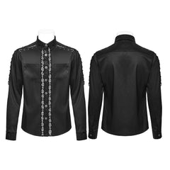 WY-1772CCM Gothic Lace Studded Long Sleeve Punk Shirt