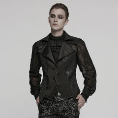 WY-1775MJM Mens Steampunk Gothic Vest with Lace and Statement Collar
