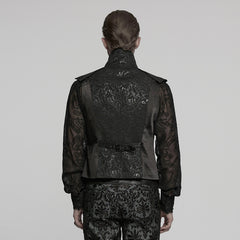 WY-1775MJM Mens Steampunk Gothic Vest with Lace and Statement Collar