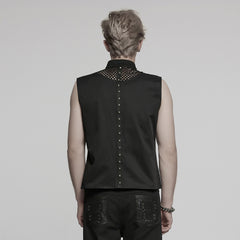 WY-1776MJM Gothic Punk Vests for Men Eyelet Mesh Layered Design