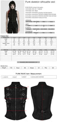 WY-1780MJF Edgy Buckle-Accent Black Punk Vests Sleeveless Zipper Front