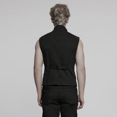WY-1783MJM Mens Quilted Leather Panel Punk Vests Tactical Gothic Style