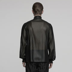 WY-1786CCM Gothic Shirts Black Embroidered Victorian Style Ruffled Collar