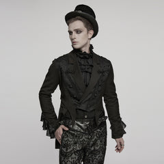 WY-1791LDM Victorian Gothic Coat Black Lace Tailored Vintage Steampunk Jacket