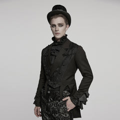 WY-1791LDM Victorian Gothic Coat Black Lace Tailored Vintage Steampunk Jacket