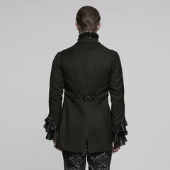 WY-1791LDM Victorian Gothic Coat Black Lace Tailored Vintage Steampunk Jacket