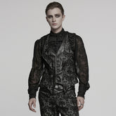 WY-1793MJM Mens Gothic Vest Embroidered Lace Button Up Vintage Style
