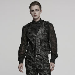 WY-1793MJM Mens Gothic Vest Embroidered Lace Button Up Vintage Style