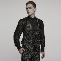 WY-1793MJM Mens Gothic Vest Embroidered Lace Button Up Vintage Style