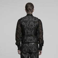 WY-1793MJM Mens Gothic Vest Embroidered Lace Button Up Vintage Style