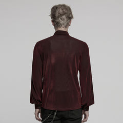 WY-1794CCM Mens Gothic Velvet Double Breasted Burgundy Shirt Trendy