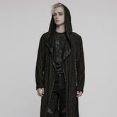 WY-1795XCM Mens Gothic Jacket Hooded Long Trench Coat with Chains