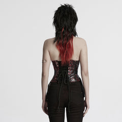 WY-1802MXF Edgy Punk Corset with Red Snakeskin Look and Buckle Straps