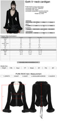 WY-1804XDF Gothic Jacket Black Velvet Fur Trim Bell Sleeves
