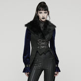 WY-1806MJF Gothic Faux Fur Collar Buckle Detail Waistcoat Vest