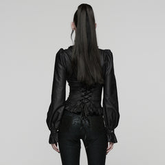 WY-1821CCF Gothic Shirts Victorian Ruffled Button-Up Blouse with High Collar