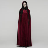 WY-1824DPF Velvet Gothic Coat with Hood and Elegant Lace Trim
