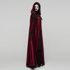 WY-1824DPF Velvet Gothic Coat with Hood and Elegant Lace Trim