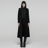 WY-1827XCF Womens Long Black Gothic Coat Victorian Military Style Jacket