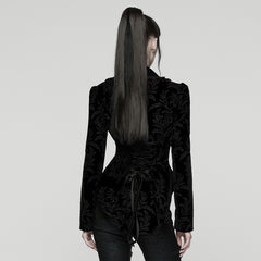 WY-1833LDF Gothic Coat Velvet Brocade Lace Up Jacket Steampunk Style