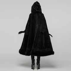WY-1834DPF Gothic Coat Faux Fur Hooded Cape Elegant Cloak