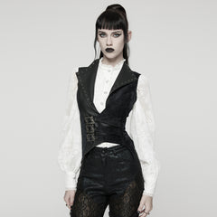 WY-1835MJF Gothic Black Leather Buckle Punk Vest with Studded Collar