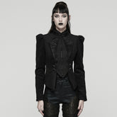 WY-1841EDF Gothic Coat Elegant Tailored Black Embroidered Victorian Design