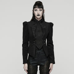 WY-1841EDF Gothic Coat Elegant Tailored Black Embroidered Victorian Design