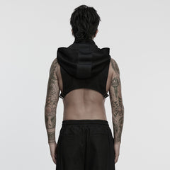 WY-1844MJM Mens Sleeveless Zippered Punk Vests with Hooded Spiked Design
