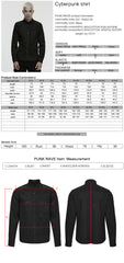 WY-1845CCM Edgy Black Button-Up Punk Shirt with Studded Shoulders Edgy Black Punk Shirts with Distressed and Stud Details