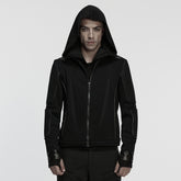 WY-1847XDM Edge Style Gothic Hooded Punk Jackets Black Zipper Design