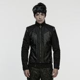 WY-1848XDM Mens Steampunk Leather Punk Jacket with Rivet Detailing
