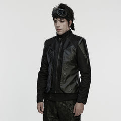 WY-1848XDM Mens Steampunk Leather Punk Jacket with Rivet Detailing
