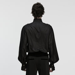 WY-1853CCM Gothic Shirts Men Vintage Black Ruffled Sleeve Button Up