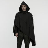 WY-1856DPM Gothic Asymmetrical Punk Coat with Hood and Buckle Detail